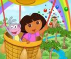 Ντόρα η Εξερευνήτρια και μαϊμού Boots της φίλη σε μπαλόνι